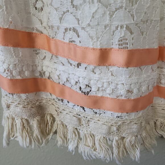 Flying Tomato Womens White Peach Lace Strapless Short Mini Dress Size Small - Picture 4 of 8